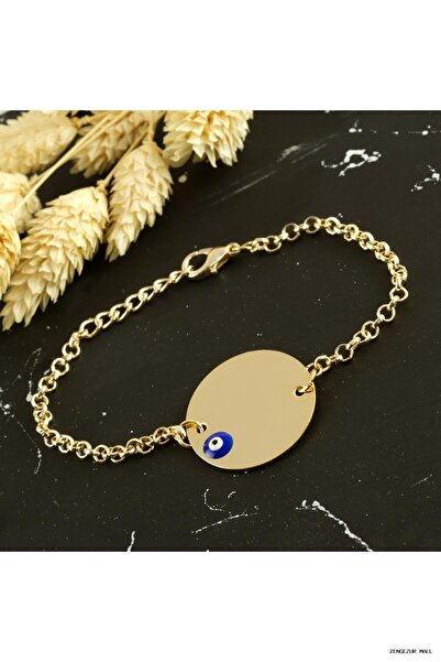 ZERO LAND Zngzrmll Round Name Engravable Blank Plate (151254) Bracelet Yellow