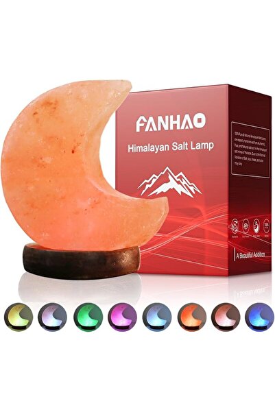 Fanhao مصباح ملح الهيمالايا، مصنوع يدويًا من الكريستال الوردي الطبيعي 100%، م...