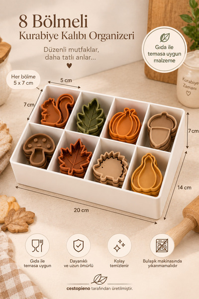CESTOPİENO 8-Compartment Cookie Mold Organizer – Food Contact Safe, Multi-Pur...