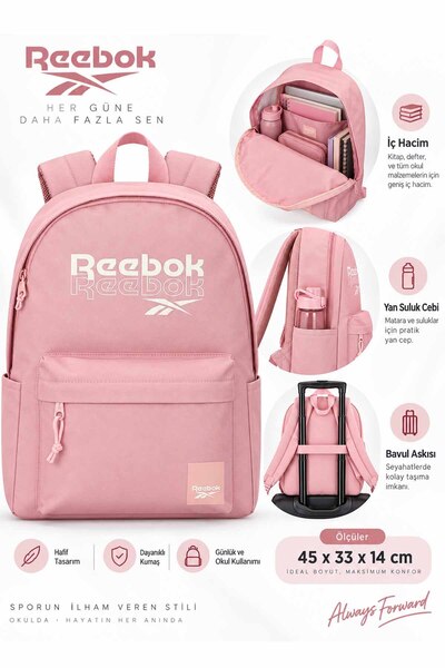 Reebok Rucsac școlar roz somon pentru fete și adolescenți, geantă zilnică 45x...