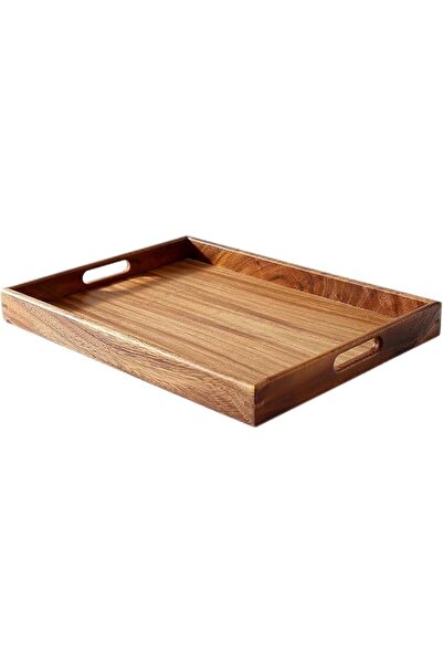 GENERAL Walnut Wood Serving Tray with Handles - Stylish Coffee and Food Tray ...