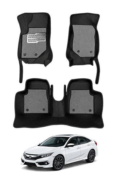 stiloto Honda Civic FC5 Sedan (2016-2021) Uyumlu 8D Deri Oto Paspas - Diamond...