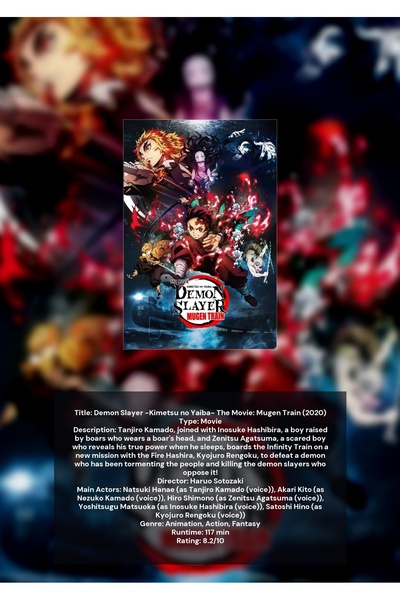 OEM Poster Infografic Demon Slayer: Trenul Nesfârșit, Film Anime, Carton 250g...