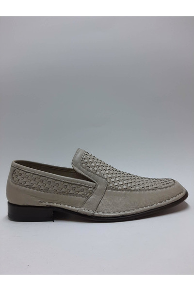 TOPRAKLI Shoes Genuine Leather Classic Beige Color Laceless Knitted Model Gen...