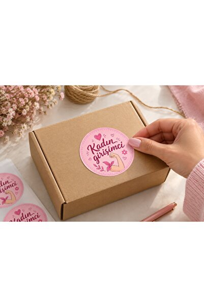 Kadın Girişimci 4 CM 75 Adet Paketleme Kargo Etiketi Yapışkanlı