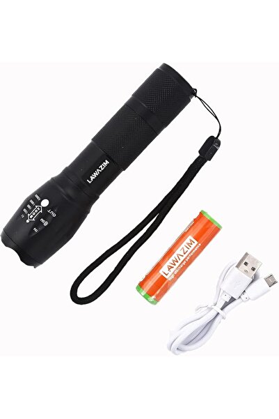 Lawazim مصباح يدوي تكتيكي مع حافظة وشاحن USB |   مصباح يدوي LED فائق السطوع ع...