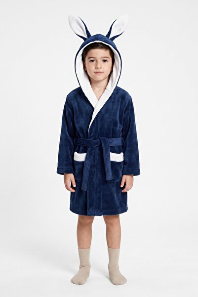 VAROL Hooded 100% Cotton Velvet Children's Bathrobe