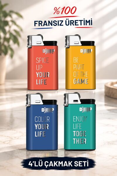 DJEEP Motto Sözlü Çakmaklar - 4'lü Set –Mum Çakmakları- Hediyelik Çakmaklar