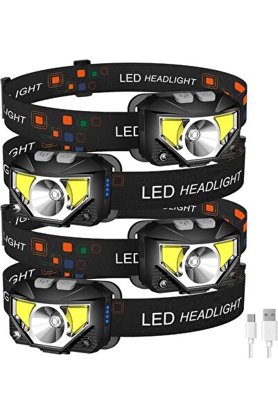 GENERAL LHKNL Headlamp Flashlight, 4-Pack 1200 Lumen Ultra-Light Bright LED R...