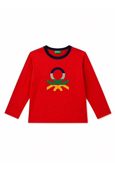 United Colors of Benetton Момчешка тениска с щамповано лого, кръгло деколте и...