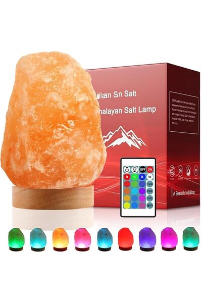 NALACAL 16-Color Himalayan Salt Lamp with Remote Control – Hand-Carved Natura...