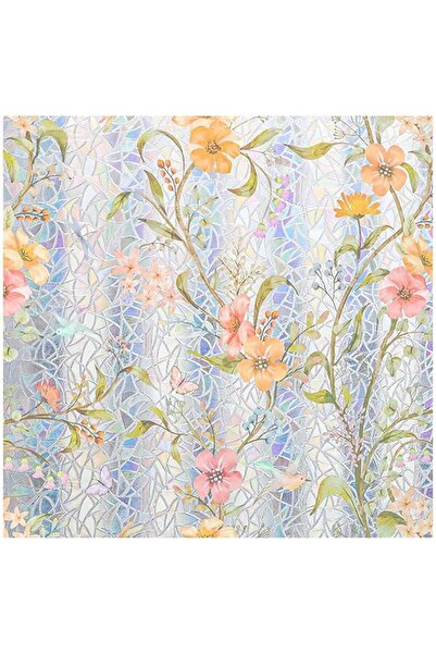 ALMEKAQUZ Stained Glass Window Film with Static Cling & 3D Rainbow Effect, Fl...