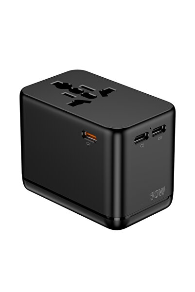 NKX Universal Travel Adapter with 8 AC Sockets, 1 USB-A & 3 USB-C Ports, 70W ...