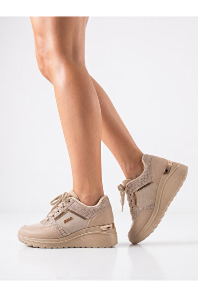 Lidora Kadın Bej Beyaz Su Geçirmez Günlük Sneaker AYK3068