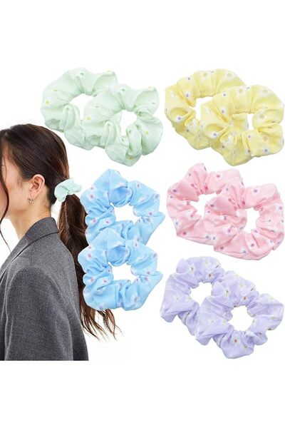 KASTWAVE 10 PCS Premium Silk Scrunchies for Women and Girls, Soft Elastic Hai...