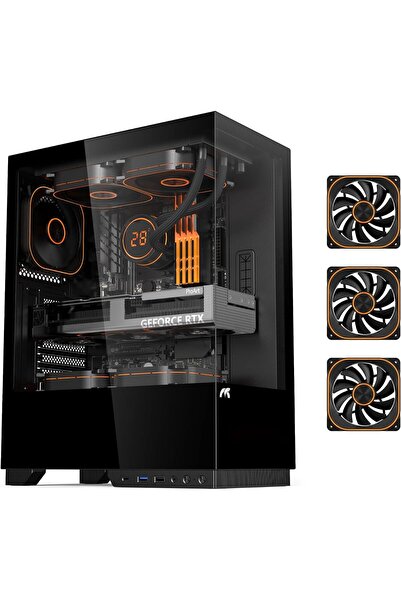 Tortox علبة كمبيوتر للألعاب من نوع Nimbus ATX/M-ATX/ITX مع 3 مراوح ARGB مع مح...