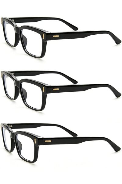 Tazweeq 3 Pcs Retro Rectangle Glasses Frames, Anti Blue Light Glasses for Wom...