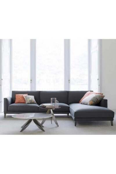 Palma homez Roibal |   L-Shaped Corner Sofa Linen and Swedish Wood - Gray - A...