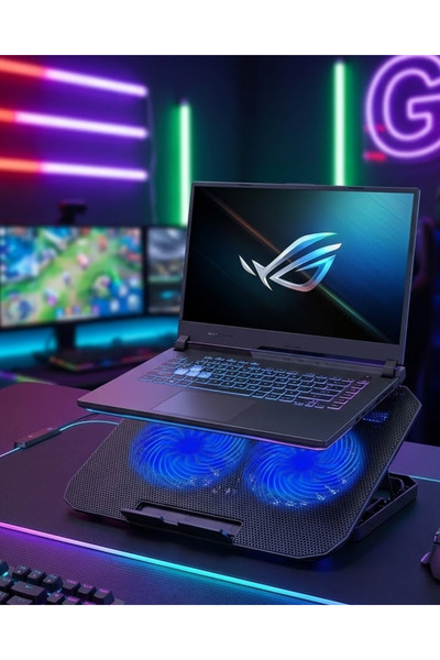T8 Store Çift Fanlı Laptop Soğutucu Stand 17 İnç Uyumlu 8 Kademeli Ayarlı USB...