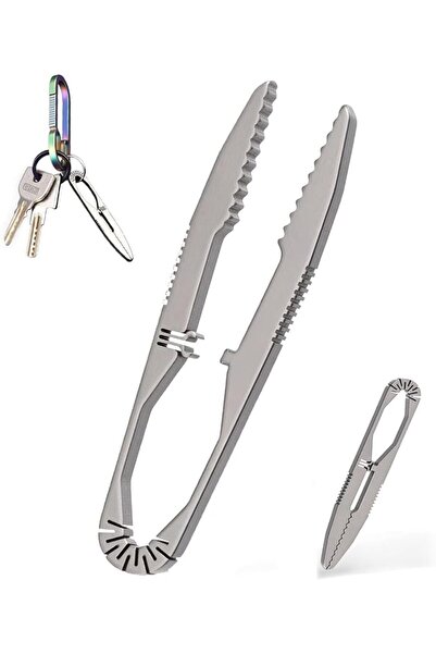 SYOSI Titanium Tweezers, Portable EDC Keychain Tool with Lock Design, Anti Sl...