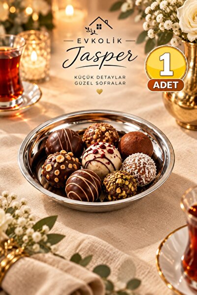 JASPER 1 Adet 19 Cm Çerezlik Ve Kahvaltılık Dekoratif Paslanmaz Çelik Sunum T...