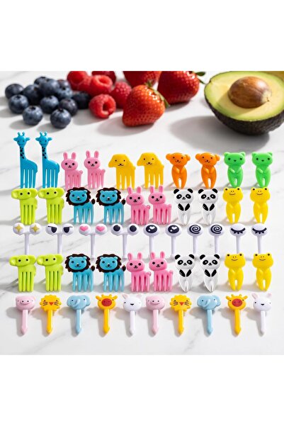 CozyNook 50 Pcs Cute Animal Food Picks, Small Fruit Forks for Bento and Desse...