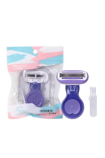 Generic Brand Multi-Blade Manual Razor for Women with Cleaning Brush - Purple