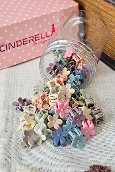 Cinderella Set od 50 komada mekanih, šarenih, cvetnih mini kopči za kosu za d...