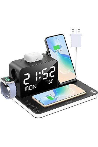 Domars 7 in 1 Wireless Charging Station, Adjustable Brightness Night Light,30...