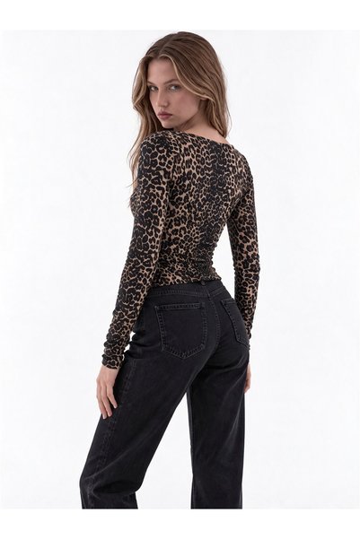 MDL Degaje Yaka Leopar Bluz 12702