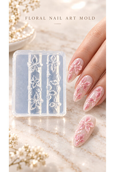 OJELY Çiçek Yaprak Desenli Silikon Nail Art Kalıbı – Kabartmalı Tırnak Süslem...