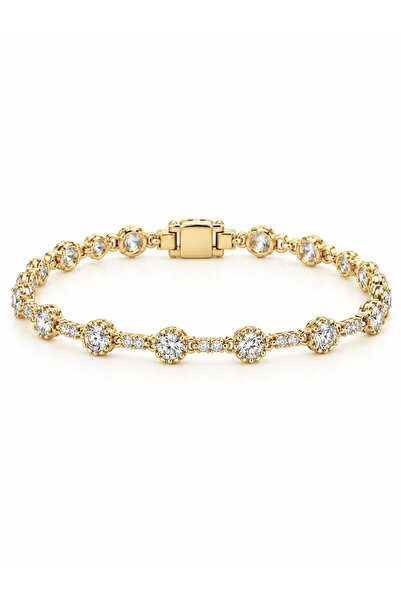 POKAK Xuping Jewelry 14K Gold Altın Kaplama Zirkon Taşlı Su Yolu Bileklik 17+...