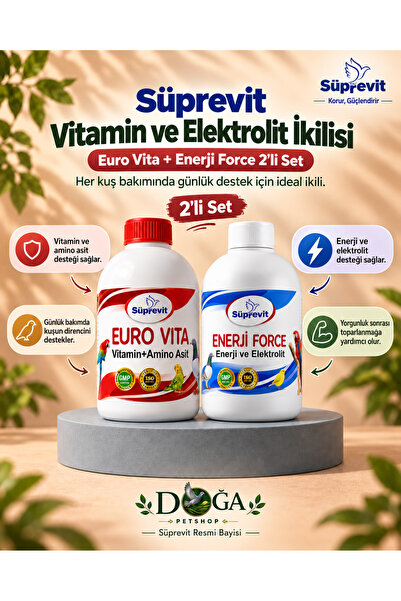 Kanatlılar İçin Vitamin ve Elektrolit İkilisi Euro Vita + Enerji Force 2’li Set