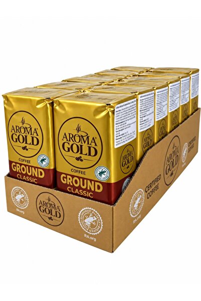 AROMA GOLD Classic Vacuum Ground Coffee, 100% Arabica, Medium Roast, 12 x 500 g