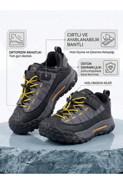 Marco Kids Arog Çocuk Lastik Bağ Cırtlı İçi Polarlı Outdoor Ayakkabı 5514-36