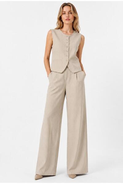 Parça Fashion ÇİZGİLİ PANTOLON YELEK TAKIM