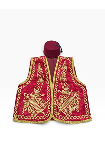 beyzade kostüm Adult Circumcision Vest and Fes Set - Blue Velvet with Gold Em...