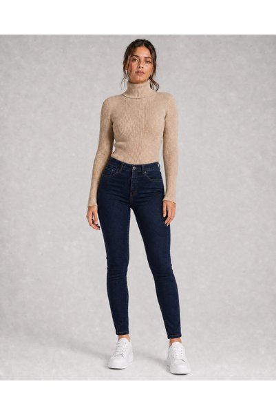 TRUEJNS Liv Lacivert Skinny Esnek Darpaça Likralı Denim Jean Kot Pantolon