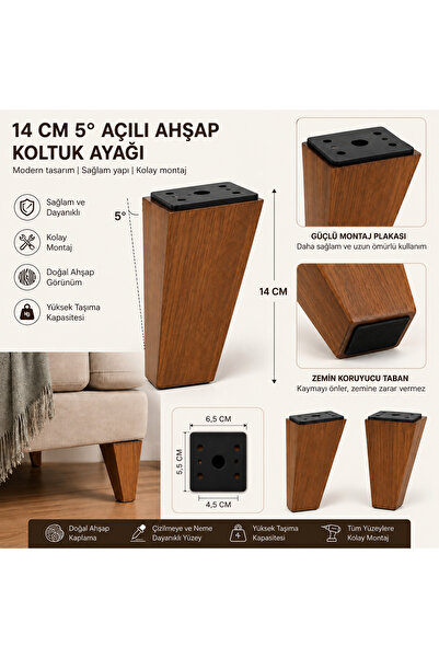 KRAL HIRDAVAT KOLTUK AYAĞI, KANEPE AYAĞI, 4 Adet, BAZA AYAĞI, 14 cm PLASTİK A...