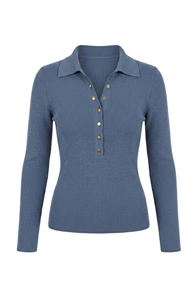 Mzr Collection Fishing Collar Tricot Sweater Light Blue