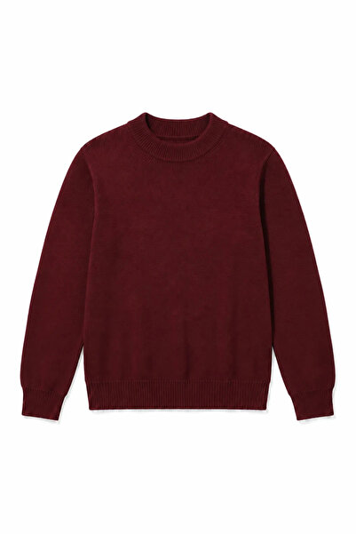 no7man Woven - Burgundy - Cotton Half Turtleneck - Men's Sweater