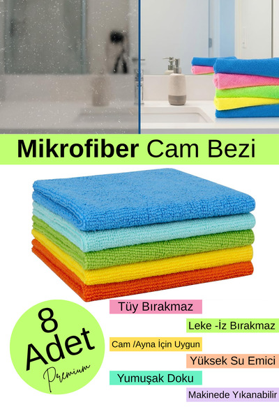 Shopura PREMIUM Mikrofiber Cam Bezi İz Tüy Leke Bırakmayan Cam Ayna Sihirli T...