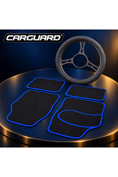 CarGuard Set Auto CARGUARD: Husa Volan PRO Negru-Albastru 38 cm + Covorase Te...