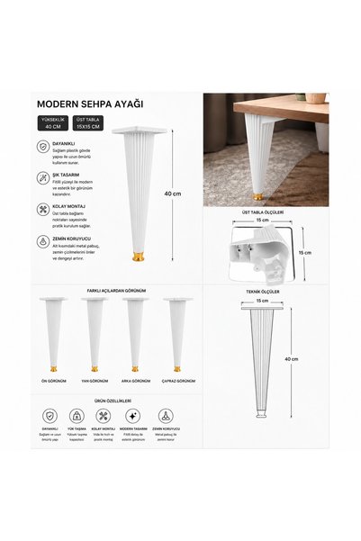 KRAL HIRDAVAT Beyaz Sehpa Ayağı Beyaz 40 cm ''4 Adet FİYATIDIR''