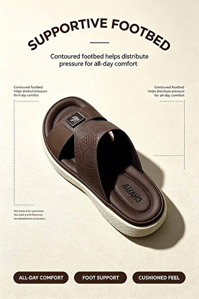 SoftSole KSA صنادل رجالية من الجلد المنقوش، خفيفة الوزن، نعل داعم، نعل مضاد ل...