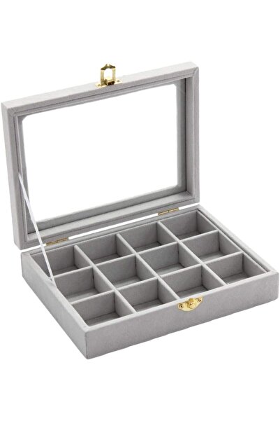 KMjungu Glass Earrings Ring Display Organiser Box Holder Jewelry Storage Case...