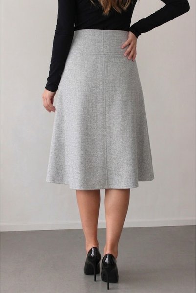 JUPEN Women's Brioche Knit High Waist Flared Skirt