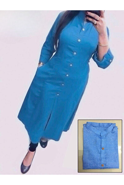 MYSMAR Sky Blue Cotton Top - NJF2346 | Sky Blue-Size:2XL-44-Inches