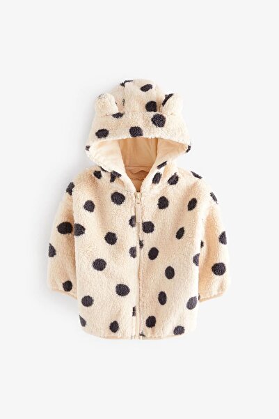 Next Baby Krem Puantiye Desenli Kapüşonlu Ceket / Mont