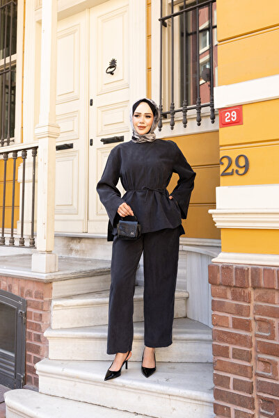 honeyed Neva Premium Silky Modal Woven Double Hijab Set with Tunneled Waist a...